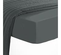 Luxurious 800 Thread Count Cotton 150 x 200 cm Fitted Sheet Dark Grey, 100% Long Staple Cotton Smooth Sateen Sheets, Crisp & Sturdy Bed Sheet fit Upto 40cm Deep Pockets (Dark Grey 150x200)