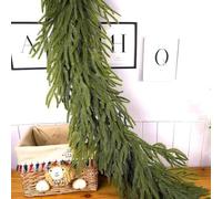Luxurious 9Ft Christmas Garland Norfolk Pine for Indoor/Outdoor Holiday Decorations, Realistic Touch Artificial Greenery Cedar Afloral Garland for Wall Fireplace Table Decor