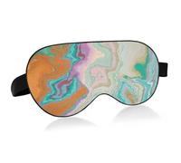 Luxurious Abstract Fluid Art Mixture of Turquoise Orange Beige Adjustable Sleep Mask Lightweight Blindfold with Fashion Patterns Elastic Hidden Strap Relaxing Light Block 9.45 x 3.9 inch