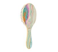 Luxurious Abstract Fluid Art Mixture of Turquoise Orange Beige Round Wooden Comb Universal Hairbrush for Straight Short Wet Hair Stylist Barber Travel Comb 9.25 x 3.15 x 1.5 inch