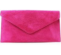Luxurious AN Direfct Ladies Women Real Suede Leather Envelope Chain Clutch Party Prom Evening Bag (Fuchsia)