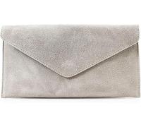 Luxurious AN Direfct Ladies Women Real Suede Leather Envelope Chain Clutch Party Prom Evening Bag (Light Grey)