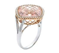 Luxurious and Elegant Diamond Pink Champagne Hollow Ring Ladies Jewelry Crystal Jewelry for Girls (Silver, 9)