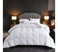 Luxurious Anti-Allergy Goose Feather & Down Duvet - 100% Cotton Cover Feather Proof - Super Soft Warm & Extra Thick Winter Quilt - Hypoallergenic Breathable Winter Duvet (10.5 Tog, Double)