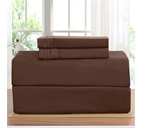 Luxurious Bed Sheets Set on Amazon! Elegant Comfort1500 Premier Wrinkle,Fade and Stain Resistant 4-Piece Bed Sheets, Deep Pocket, California King Chocolate