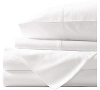 LUXURIOUS BEDDING 1000-Thread-Count 100% Egyptian Cotton Bed Sheets, 4-Pc Upto 11'' Deep Pocket (1 Fitted + 1 Flat + 2 pillowcase) UK King Size White Solid