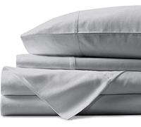 LUXURIOUS BEDDING 1000-Thread-Count 100% Egyptian Cotton Bed Sheets, 4-PC Upto 23'' Inch Deep Pocket (1 Fitted + 1 Flat + 2 pillowcase) Flat Sheet UK Super King Size(110 x114in.) Silver Grey Solid