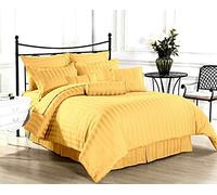 LUXURIOUS BEDDING-6 PC Set -Zipper Closure 5 PC Duvet Cover Set with Deep Pocket Fitted Sheet Uk King(88'' x 88'') Size,Egyptian Cotton 1000 Thread Count (Gold Striped)