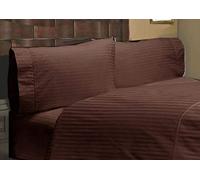 LUXURIOUS BEDDING-6 PC Set -Zipper Closure 5 PC Duvet Cover Set with Deep Pocket Fitted Sheet UK Super king(102'' x 88'') Size,Egyptian Cotton 1000 Thread Count (chocolate Striped)