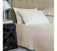 LUXURIOUS BEDDING 800-Thread-Count Egyptian Cotton 6 PC Bed Sheet Set Upto 15" Deep Pocket (1 Fitted + 1 Flat + 4 Pillow Cases) Flat Sheet Euro Double size(87X102in.),Cream