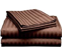 LUXURIOUS BEDDING Double Size Stripes Sheet Set - 4 Piece - Long Staple Egyptian Cotton 800 Thread Count Sateen Weave 40 Cm Deep Soft Wrinkle & Fade Resistant - Chocolate