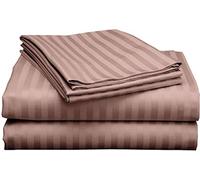 LUXURIOUS BEDDING Double Size Stripes Sheet Set - 4 Piece - Long Staple Egyptian Cotton 800 Thread Count Sateen Weave 40 Cm Deep Soft Wrinkle & Fade Resistant - Rose Gold