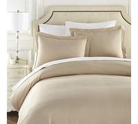 LUXURIOUS BEDDING Hotel 3pc Duvet Cover Set-1000 Thread Count Egyptian Cotton, Elegant Breathable and Durable, Premium Bedding Collection-Beige,Emperor(114x94in.)