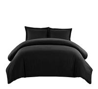 LUXURIOUS BEDDING Hotel 3pc Duvet Cover Set-1000 Thread Count Egyptian Cotton, Elegant Breathable and Durable, Premium Bedding Collection-Black,Double(80x80in.)