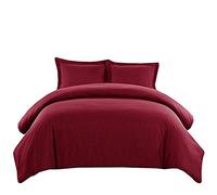 LUXURIOUS BEDDING Hotel 3pc Duvet Cover Set-1000 Thread Count Egyptian Cotton, Elegant Breathable and Durable, Premium Bedding Collection-Burgundy,Emperor(114x94in.)