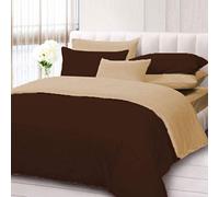 LUXURIOUS BEDDING New Egyptian Cotton 800 Thread Count 5 PC Reversible Duvet Cover Set (1 PC Duvet Cover with 4 PC Pillow Cases) Super King Size Chocolate and Beige Solid Color