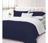 LUXURIOUS BEDDING New Egyptian Cotton 800 Thread Count 5 PC Reversible Duvet Cover Set (1 PC Duvet Cover with 4 PC Pillow Cases) UK King Size Navy Blue and White Solid Color