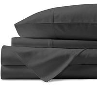 LUXURIOUS BEDDING Soft Material 21" Deep Pocket 4 PC Bed Sheet Set 800-Thread-Count Egyptian Cotton Wrinkle & Fade Resistant Emperor Size Dark Grey Solid