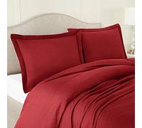 Luxurious Bedding UK Double Size 800 Thread Count Egyptian Cotton 11" Inch Deep Pocket Zipper Closure 4 PC Set (3 PC Duvet Cover Set with Fitted Sheet) Burgundy Solid