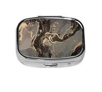 Luxurious Black Gold Marble,Meta Pill Box 2 Compartment Medicine Case,Portable Organizer,Rectangle Meta Portable Organizer Pill Box 491 Compartment Medicine Case