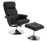 Luxurious Black Leather Effect Reclining Chair and footstool, Easy to Clean Leather Chair, Comfy Footstool Premier Housewares Black One Size