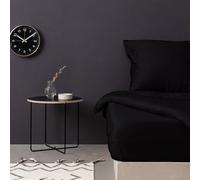 Luxurious Black Satin Double XL Fitted Sheet, 140 x 200 + 30 cm, 100% Cotton Satin, 125 g/m², Perfect for Stylish Bedrooms and Comfort