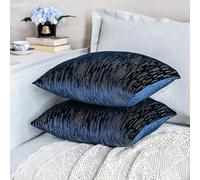 Luxurious Bling Bling Rhinestones Sparkly Glam Throw Pillow Covers Set of 2 Solid Elegant Decorative Pillow Cases for Home Livingroom and Bedroom Decor 18x18 Inch (Sapphire Blue, 18x18 in)