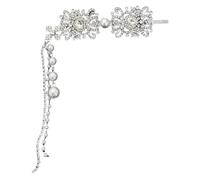 Luxurious Bridal Hair Accessory Sophisticated Silver Tassels Hairpin Rhinestones And Pearls Hairpiece For Parties