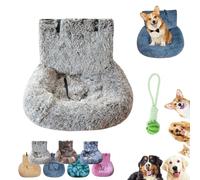 Luxurious Car Bed Travel Safety Kit, Luxurious Cozy Car Bed, Soft Plush Washable Dogs Seat Beds with Safety Straps, Foam Support, Secure & Cozy Ride for Small & Medium Pets (E,S)