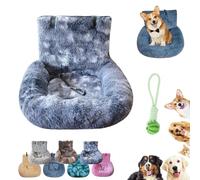 Luxurious Car Bed Travel Safety Kit, Luxurious Cozy Car Bed, Soft Plush Washable Dogs Seat Beds with Safety Straps, Foam Support, Secure & Cozy Ride for Small & Medium Pets (G,S)