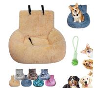 Luxurious Car Bed Travel Safety Kit, Luxurious Cozy Car Bed, Soft Plush Washable Dogs Seat Beds with Safety Straps, Foam Support, Secure & Cozy Ride for Small & Medium Pets (A,S)
