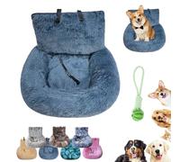 Luxurious Car Bed Travel Safety Kit, Luxurious Cozy Car Bed, Soft Plush Washable Dogs Seat Beds with Safety Straps, Foam Support, Secure & Cozy Ride for Small & Medium Pets (B,L)