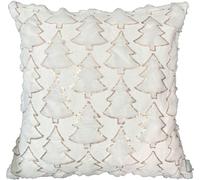 Luxurious Christmas Tree Teddy Bear Fleece Duvet Cover Set with Pillowcases - Super Soft Fluffy Quilt Cover Winter Bedding Set, Fleece Throw Blanket & Cushion Cover (White, Cushion Cover - 43x43cm)