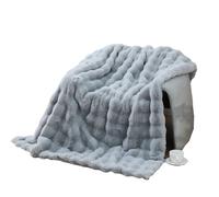 Luxurious Cozy Rabbit Faux Fur Throw Blanket, Reversible Plush Velvet Fluffy Blanket for Bed Couch Sofa, Warm Thick Bubble Luxury Plush Design for Liv