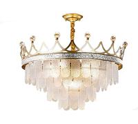 Luxurious Crown Crystal Chandelier Round Shape Elegant Pendant Light Creativity Adjustable Height Ceiling Light for Kitchen Island Dining Room Living Room (Color : Golden, Size : 80x46cm)