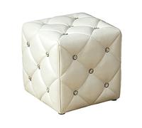 Luxurious Crystal Buttons Foot Rest,Leather Footstool Cube Couch Stool,Modern Foot Stool For Living Room Bedroom,White Small,35x35x35cm