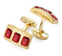 Luxurious Crystal Cufflinks for Men with Gift Box, Gold Tone Cuff links for Men's Dress Shirts and French Cuff Shirts on Birthday Party Wedding Anniversary, Metal