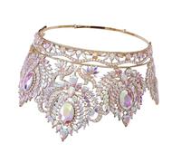 Luxurious Crystal Studded Tiaras Delicate Crystal Crowns For Women Stylish Tiaras With Embellishments Costume Jewelry