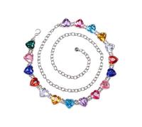 Luxurious Crystal Waist Belt Stylish Colorful Heart Waistband Belt Elaborate Charm Belly Chain for Dancing Waist Chain for Jeans Outfit