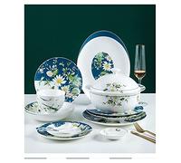Luxurious Dinning Dinnerware Set, Party Dinner Set 56-Piece Luxury Dinnerware Service for 10 Set Ceramic Bone China Tableware Set Bowl and Plate Mugs Spoon,