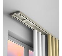 Luxurious Double Curtain Track - Heavy Duty Nano Silence Rail for Home Custom Length Ceiling or Wall Mount Stylish Champagne Finish - 360cm