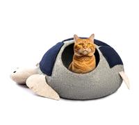 Luxurious Eco-Friendly Merino Wool Cat Cave Bed Sloth - Foldable Hideaway Pod for Indoor Cats - Premium Felt Kitten Beds - Covered Cat House for Ultimate Cozy Comfort by Woolygon