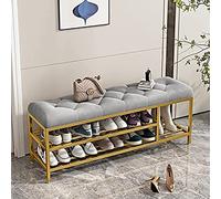 Luxurious Entryway Bench With Boots Storage,Velvet Upholstered Shoe Bench Shoe Rack Bench,Modern Shoe Storage Bench,Grey,70X30X46Cm(28X12X18Inch)