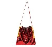 Luxurious Evening Bag Bling Bling Sequins Shoulder Bag Women Party Tote Bags Fashion Lady Bucket Handbags Girls Glitter Purses For Wedding Porm Party(Red)