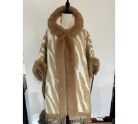 Luxurious Faux Fur Cape Zebra Print PEACH ACCESSORIES Taupe One Size