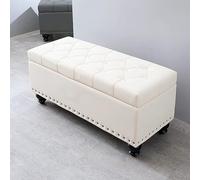 Luxurious Faux Leather Storage Ottoman Bench with Padded Seat Creamy-White Foot Stool for Bedroom & Living Room Decor Size 80x40x45cm Premium Quality