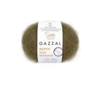 Luxurious Feel Soft Yarn Super, Kid Mohair Yarn 25g 200m - Soft Silk Blend Lace Weight Knitting (Army Green 64403)