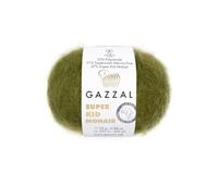 Luxurious Feel Soft Yarn Super, Kid Mohair Yarn 25g 200m - Soft Silk Blend Lace Weight Knitting (Olive 64402)