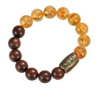 Luxurious Feng Shui Citrine Crystal Wealth Bracelet - Vintage Natural Stone Chakra Balance Meditation Amulet for Positivity & Prosperity(brown)