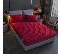 Luxurious Fitted Sheet,Thick crystal velvet fitted sheets to keep warm bedspreads single double mattress cover men, women and -Wine_red_200cmx220cm+25cm(dpth)(1pcs)